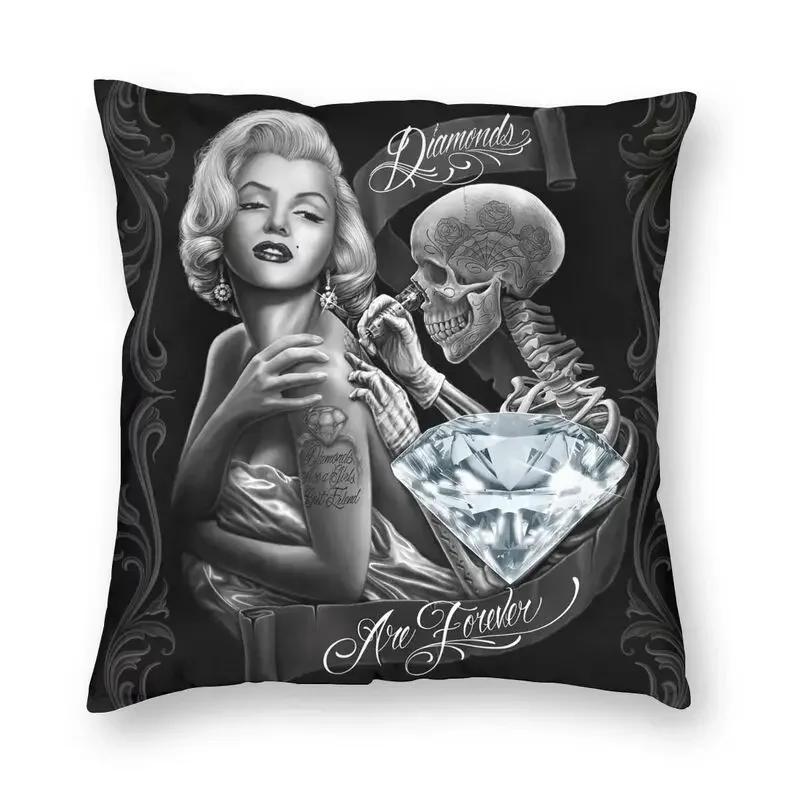 Halloween Zuckerschädel Mädchen Kissenbezug Sofa Heim Dekoration Mexikanisch Chicano Stil Quadratischer Wurfkissenbezug 40x40cm