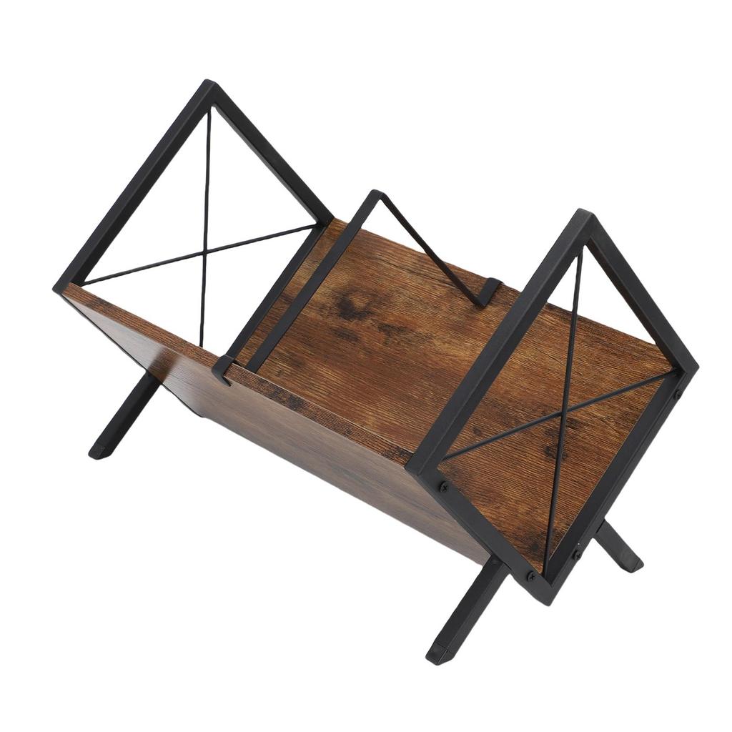 Record Storage Rack Holder Albums Music Records Display Shelf   for Book Magazine   Wood Iron