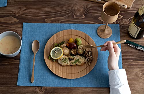 RIVERET Large Dinner Plate and Cutlery Set, Bamboo, Dishwasher Safe, Brown, RV-406BSF