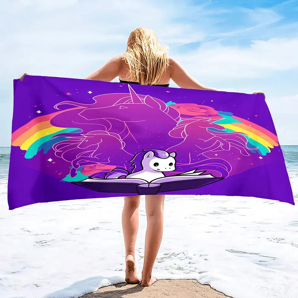 Unicorn Microfiber Beach Towel,Summer Rainbow Quick Dry Beach Blanket Oversized Cute Sand Proof Bath Towels for Girls Travel