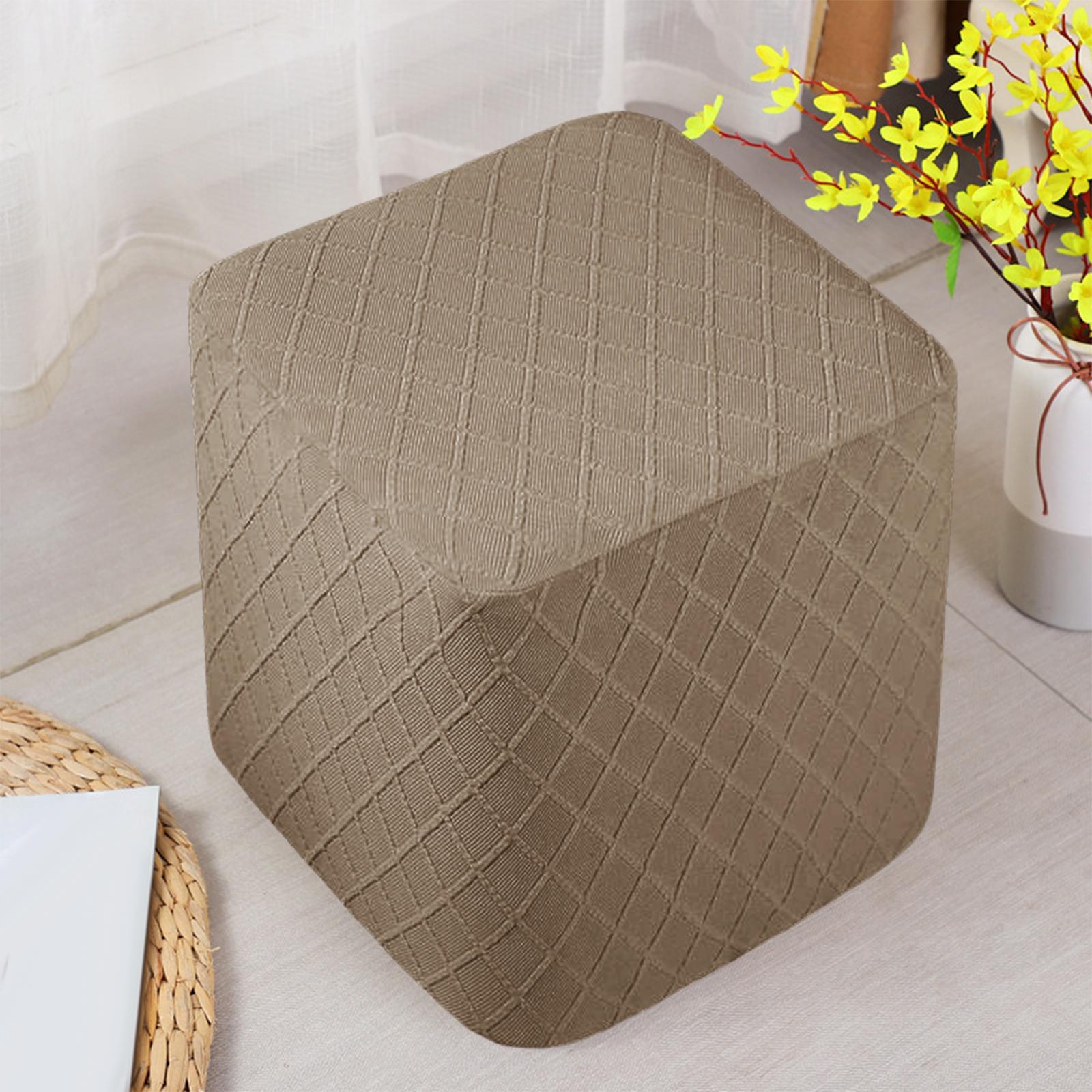 

Stretch Ottoman Cover Stool Protector Ottoman Slipcovers for Living Room коричневий