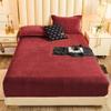 WOSTAR Winter warm plush fitted sheet elastic mattress cover fluffy flannel bed linens couple luxury double bed bedding 160x200