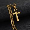 Anniyo 4.3CM Egyptian Cross Pendant Ankh Necklace Woman Men Gold /Silver Color African Charms Jewelry Egypt Nile Key #159321