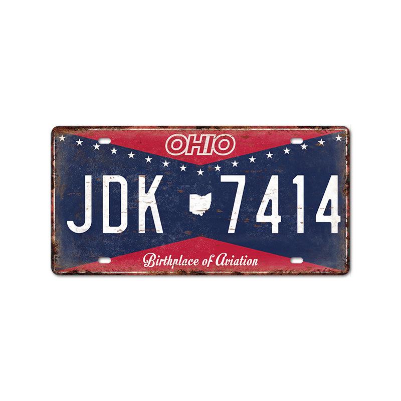 Vintage Tin Art with 1530 License Plate Design: Ideal for American - style Background Wall Decor
