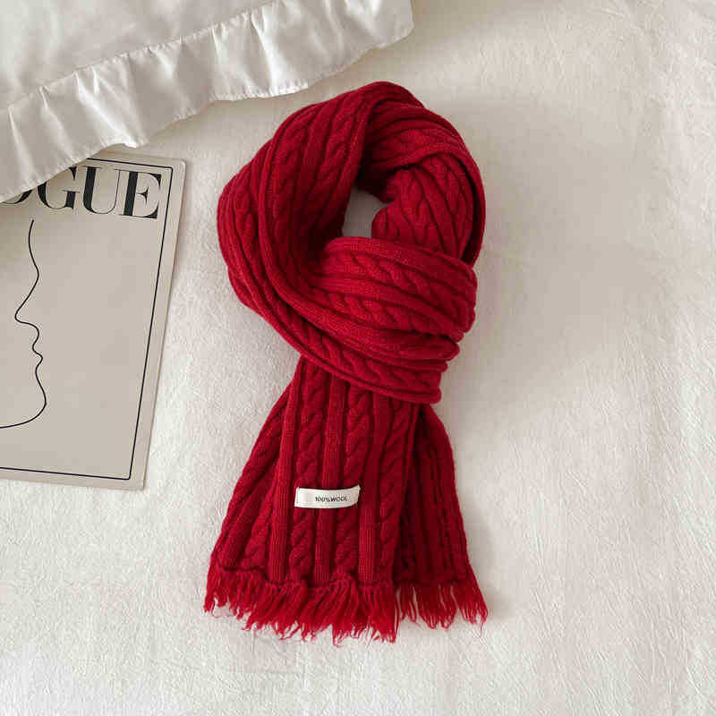 Delicate Twist Solid Color Wool Scarf Female Soft Couple Scarf