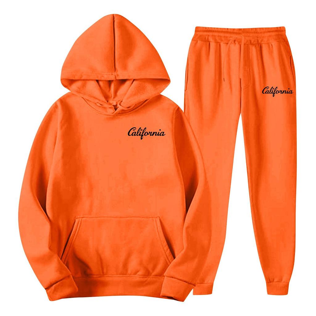 Men's Spring and Autumn Solid Color Suit Hooded Sweater Suit Trend Casual Sports Two-piece Suit