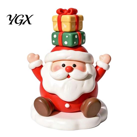 Durable Indoor Christmas Gift Ideas Resin Figurine, Cute Clay Style Santa Snowman Gingerbread Man Unique Holiday Party Photo Props Statue, Festive