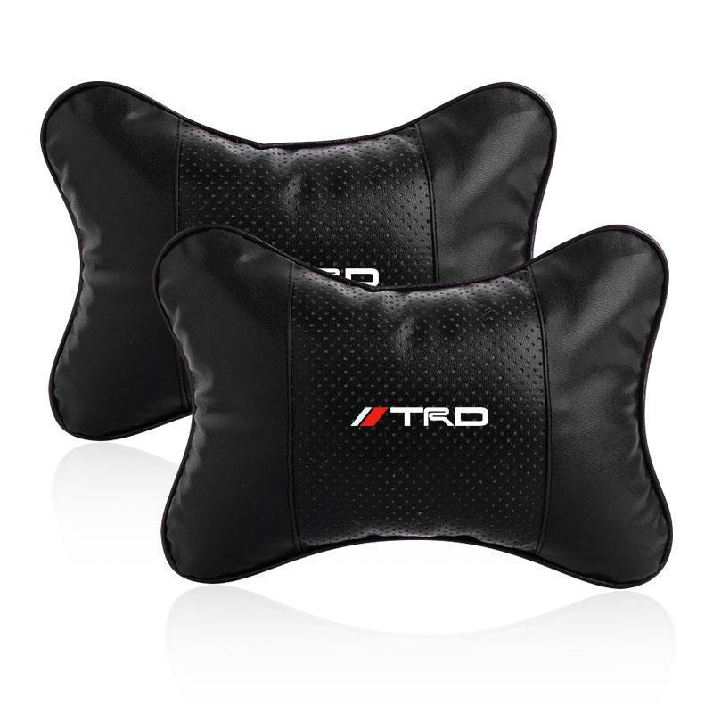 1/2Pcs Leather Car Interior Seat Headrest Neck Pillow Car Accessories For Toyota GR Camry Corolla Yaris Chr Auris Avensis T25