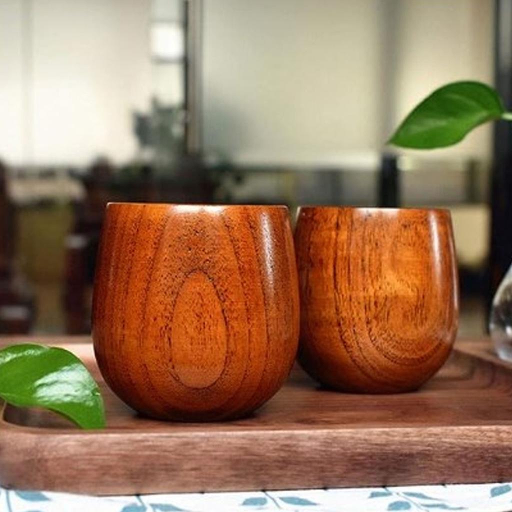 Wooden Tea Cups Multifunctional Safe Eco Friendly Wood Teacups for Drinking Tea Coffee Wine Beer Hot Drinks