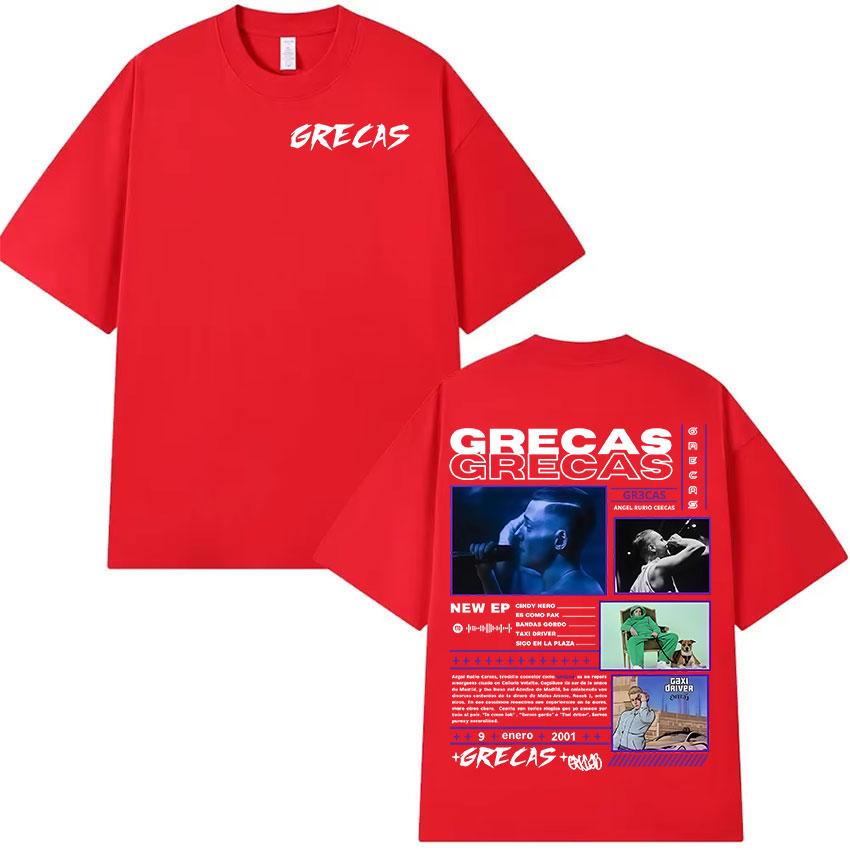 Rapper Grecas 2025 Album Graphics Tshirts Men Gothic High Quality Cotton Tshirt Vintage Oversized Short Sleeve Tees Streetwear