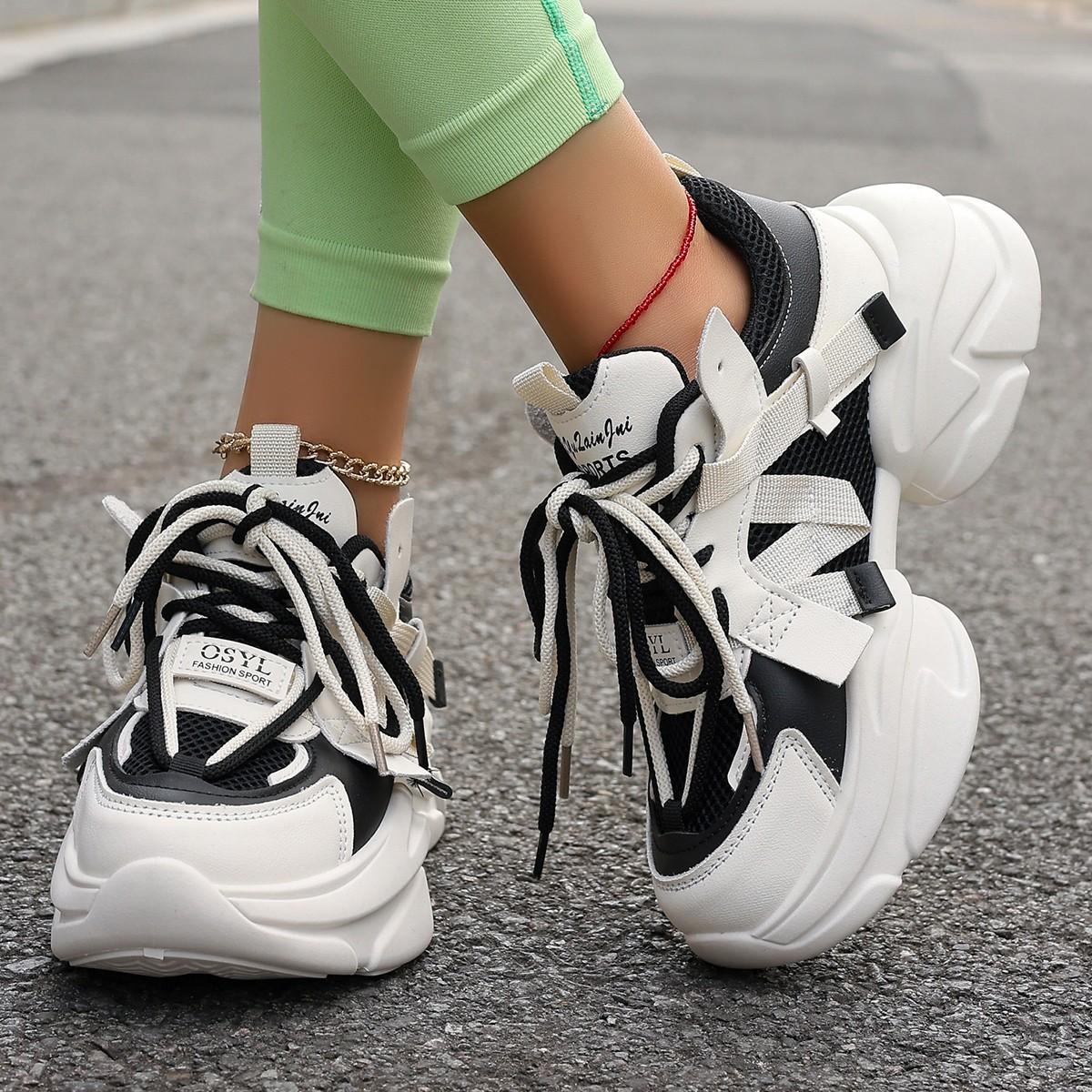 

Women Cushion Sneakers Mesh Black White Running Sport Shoes Outdoor Elevator Shoes Heightening Female Casual Walking Shoes I22 40