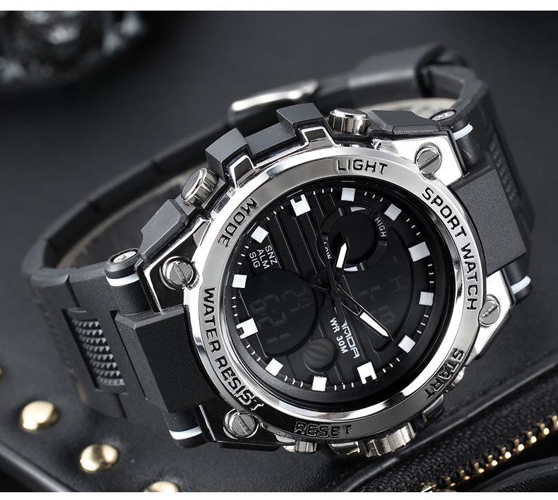 Sanda Men's Multifunctional Dual Display Luminous Waterproof Sports Watch for Teens
