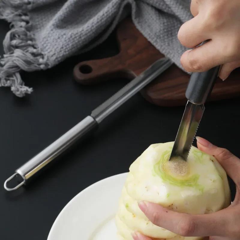 Stainless Steel Pineapple Apple Pear Corer Non-slip Long Strip Fruit Peeler Kitchen Shovel Slicers Pineapple Dig 4