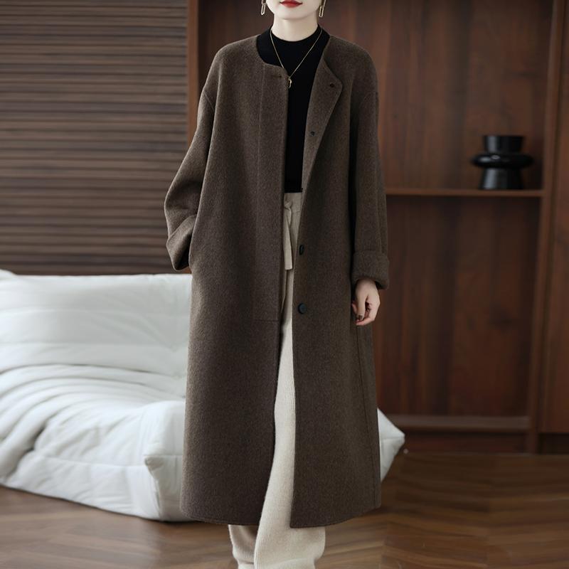 100% Wool Women Coat MODERN NEW SAGA Autumn Wool Long Coat Handmade Pea Coat Winter Warm Wool Long Jacket Overcoat