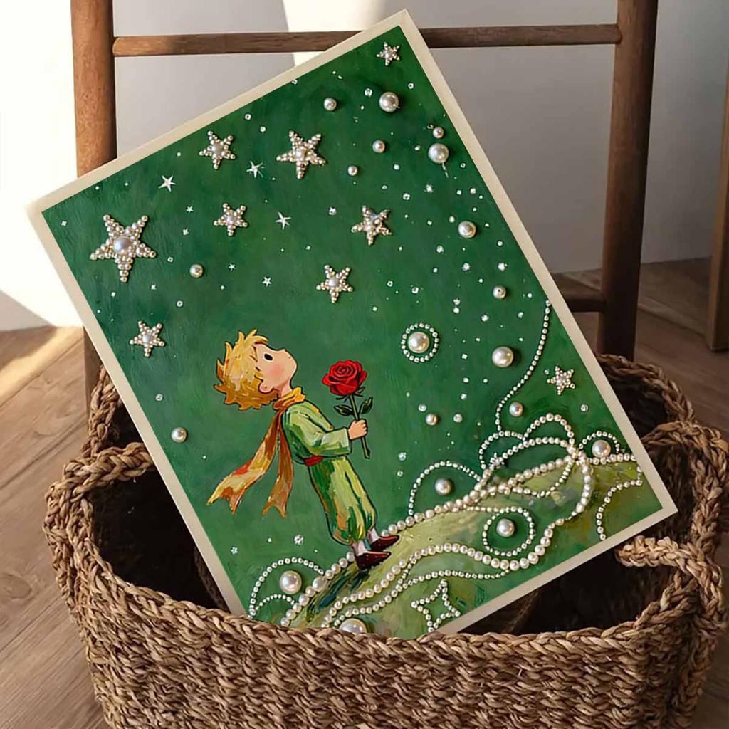 Crystal Pearl Painting 5D DIY Frame Decoration Painting The Little Boy Home Wall Decoration Transparent Pearl Gemstone Painting Picture Art Crafts