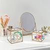 Elegant Glasbomullspinne Förvaringslåda Med Guldaccent Dammtät Transparent Organiserare För Badrum Och Heminredning