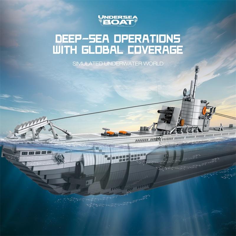 3624PCS U Shaped Submarine Building Blocks Undersea Ship Model Bricks With Base Bracket Desktop Deco Kids DIY Toys Holiday Gifts