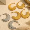 Design Titanstahl Beschichtet 18K Gold Oval Geometrische Ohrringe Damen C-Form Ohrringe