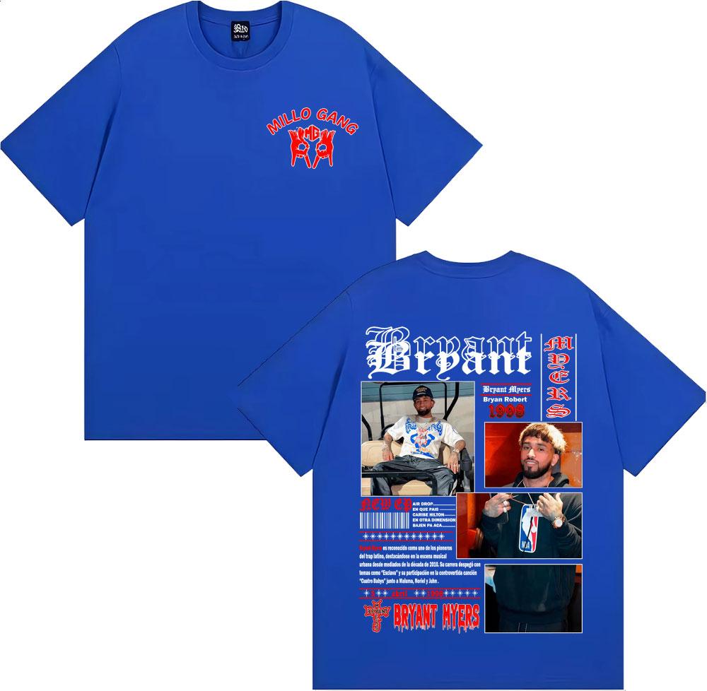 Rapper Bryant Myers Album 2025 Tour Cover T-shirts for Men Harajuku Gothic Streetwear T Shirt Male 100% Cotton Oversized T-shirt