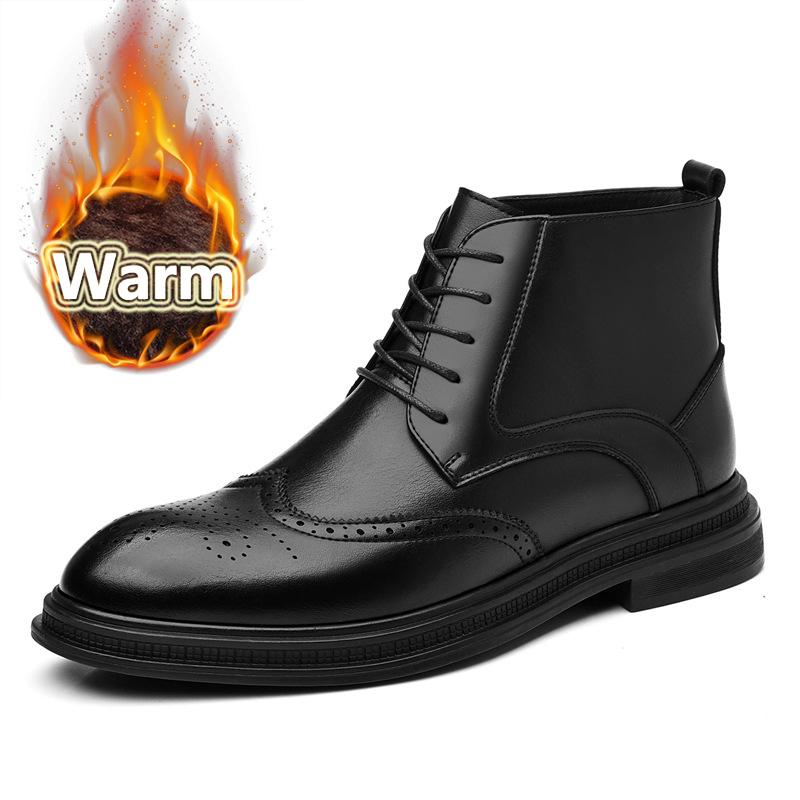 High Quality Soft Leather Ankle Boots Comfy Men Bullock Flat Designer Oxford Dress Shoes Men Casual Leather Boots Big Size 37-48