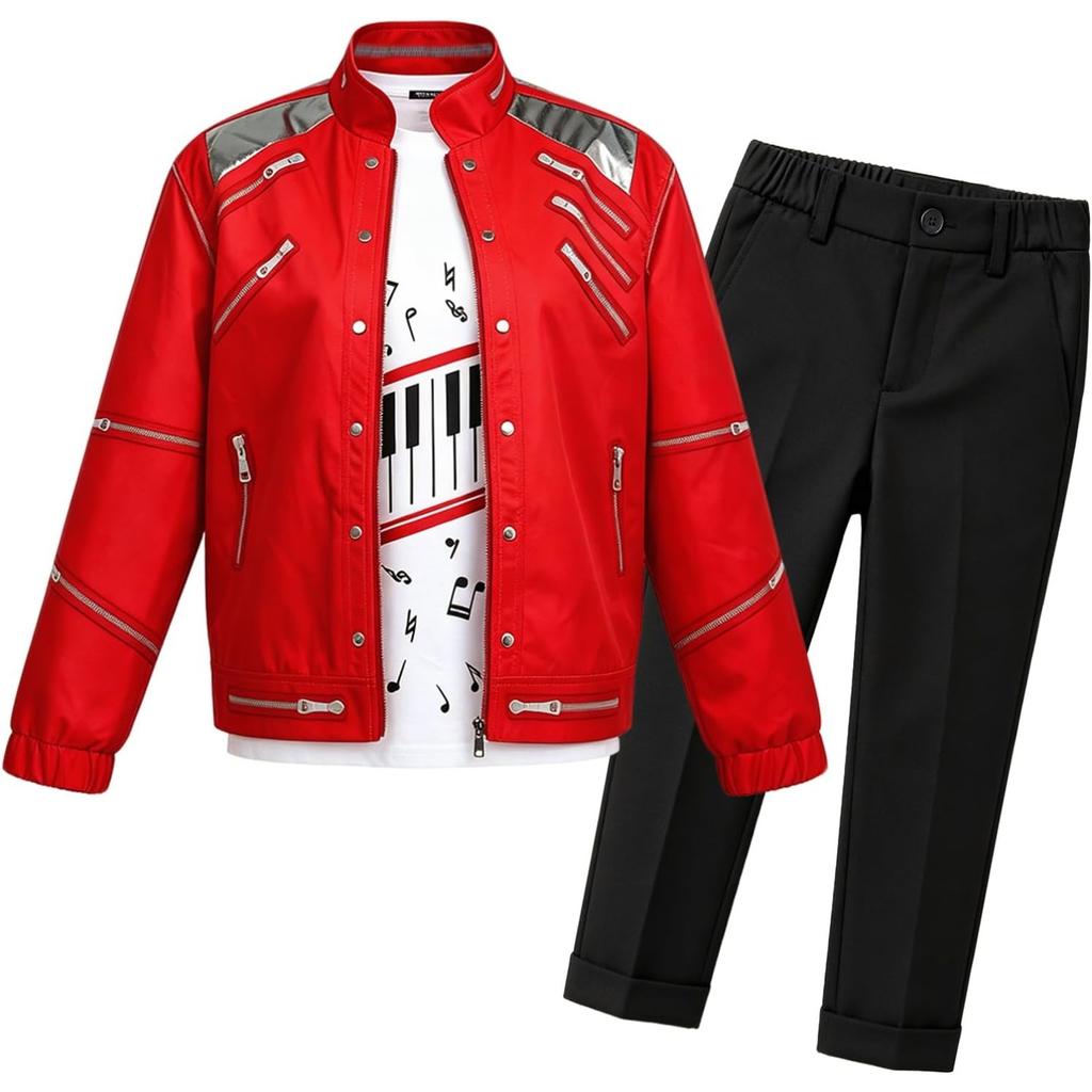 Kinder Tanzstar Kostüm Jungen 80er 90er Pop-König 3D-Druck Jacke Hemd Hose Outfit Geburtstagsparty Cosplay