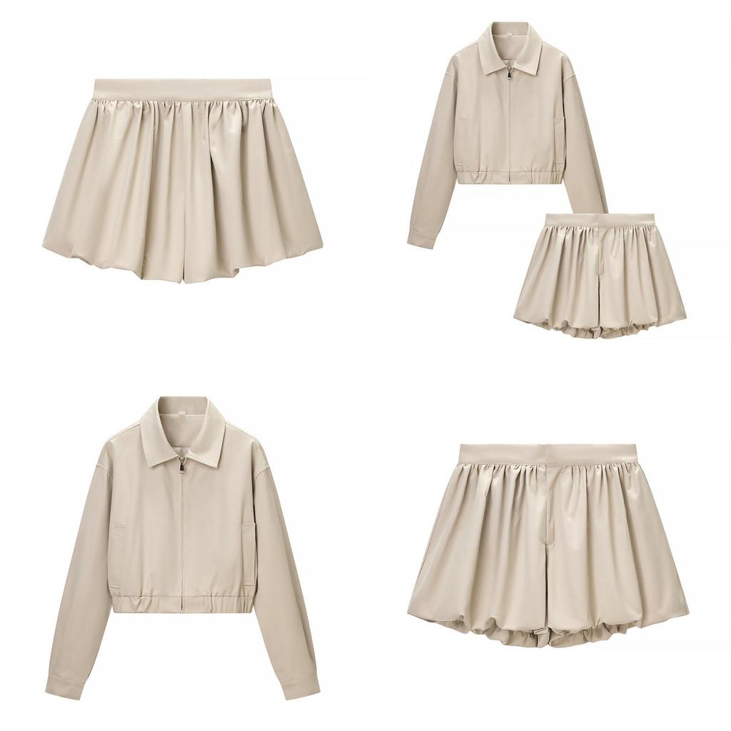 Streetwear Fashion Set With Zipper Jacket And Long Skirt For Women