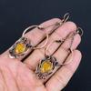 Citrine Earrings, 999 Copper Wire Wrapped Gemstone Jewelry, Handmade Earrings, For Thanksgiving