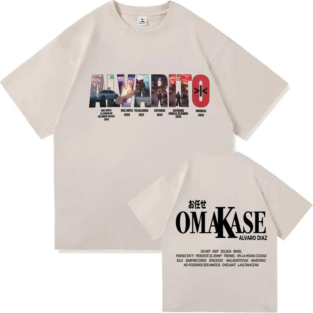 Alvaro Diaz Omakase Doppelseitiger Print Grafik 2026 T-Shirt Herren Damen Lässig Vintage Oberteil Sommer Fans Übergroß Heißer Verkauf