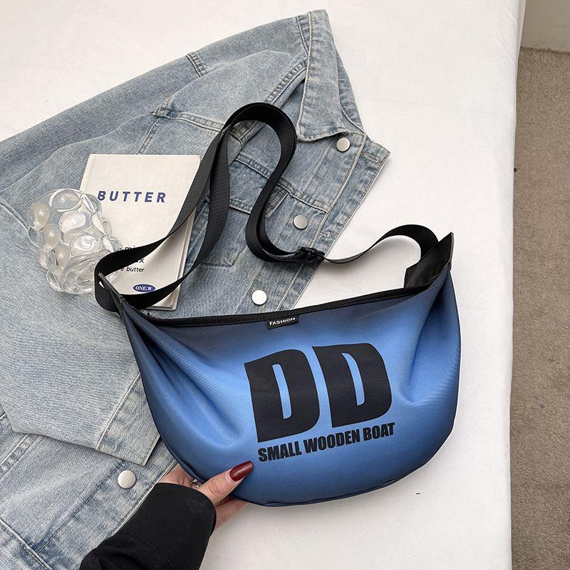 

Fashion Brand Print Bag Women 2025 New Versatile Personalized Shoulder Bag Nylon Cloth Sports Chest Bag Shoulder Dumpling Bag Blue