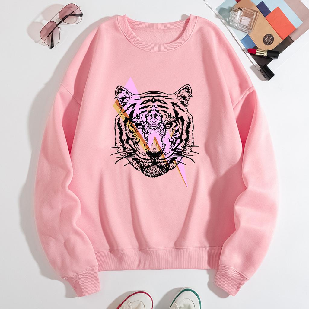 Fashion Printing Loose Long Sleeves Simple Round Neck Casual Tops Women’s