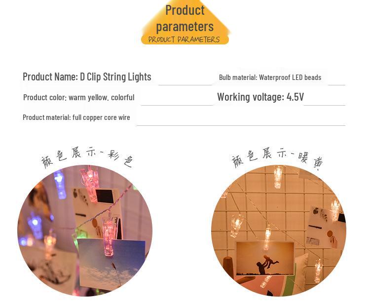 LED Photo Wall Clips Battery & USB String Lights for Holiday & Dorm Decor