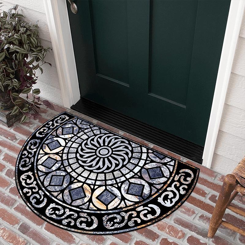 

Арочный простой придверный коврик грязеотталкивающий входной коврик для крыльца кристальный бархатный коврик с принтом полукруглый входной коврик 40cmx60cm синий