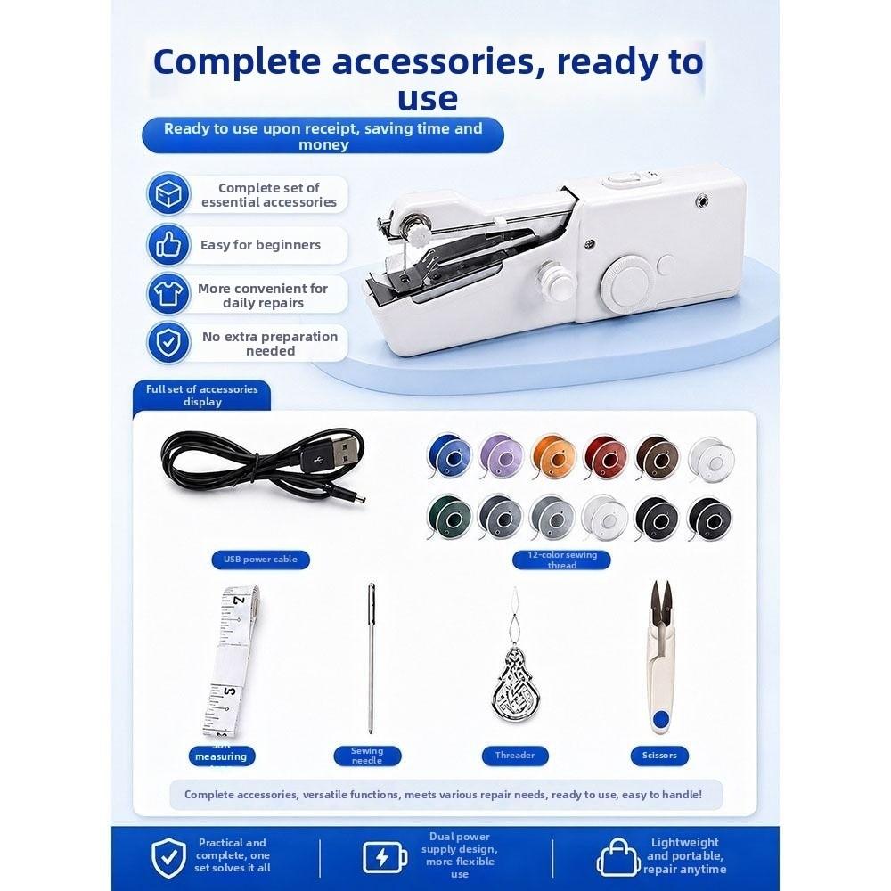 Multifunctional Mini Electric Tailor Set Compact Portable Sewing Machine Travel Use