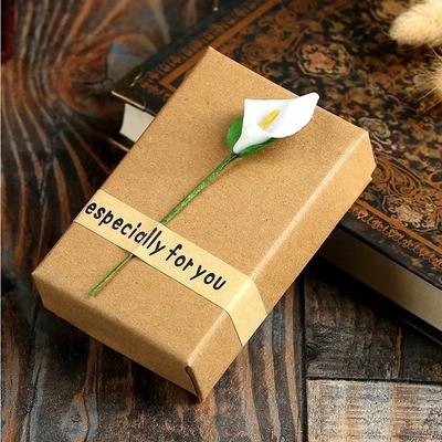 2Pcs Beautiful Sticky Flowers Kraft Paper Packaging Pendant Jewelry World Cover Gift Boxes