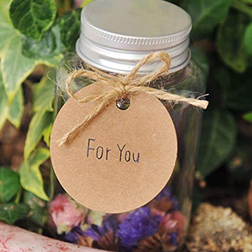 100pcs 5.5cm Round Kraft Tags Universal DIY Blank Tags With 20m Jute Twine For Wedding Birthday Christmas