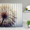 Dandelion Flower with Waterdrop Printing Shower Curtains Waterproof Cloth Curtain Set Fabric Bathroom Home Decor Bathtub Screens