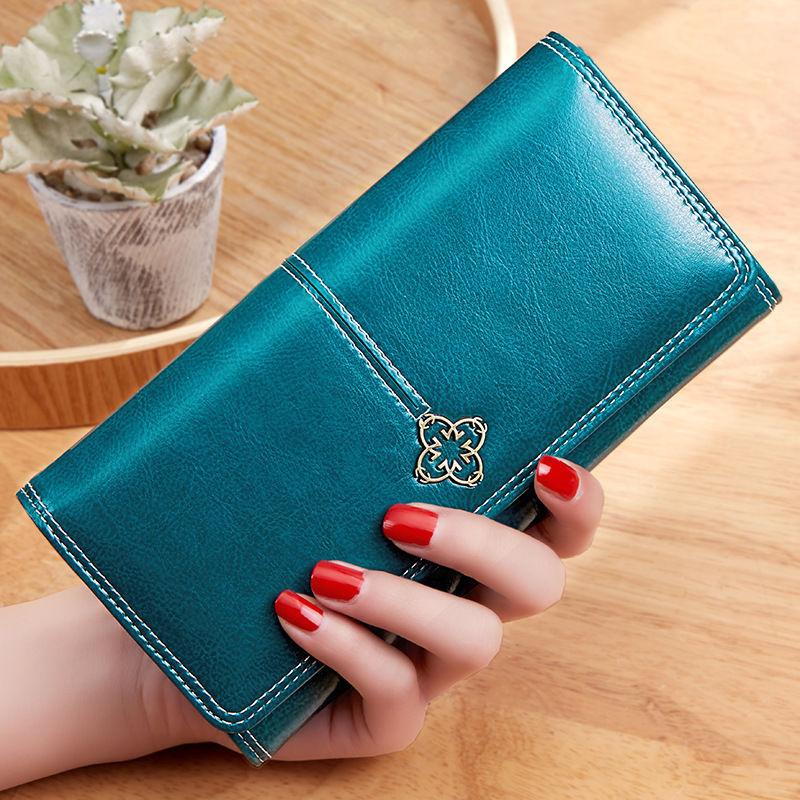 Vintage PU Leder Frauen Lange Brieftaschen Große Kapazität Geld Tasche Neue Design Handy Tasche 2 Falten Multi Karten Halter banknote Münze Geldbörse
