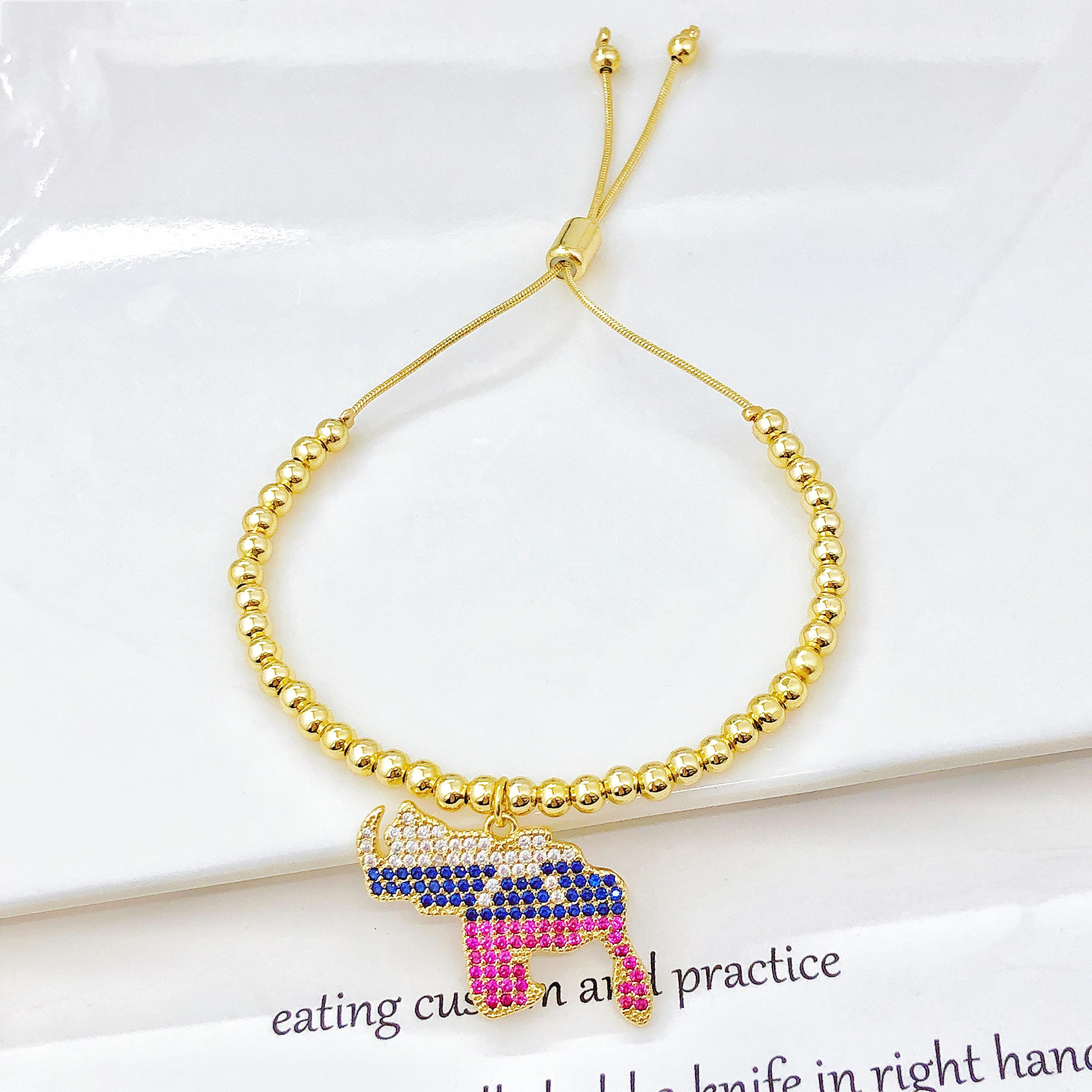 Hot Sale Country Map Bracelet Gold Plated Enamel Venezuela/Africa Flag Pendant Beaded Cuff Bangle For Men Women Zircon Gift