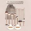 22pcs Professional Makeup Tools Set With Velvet Bag,20pcs Soft Long Aluminum Tube Makeup Brush Set+2pcs Powder Puffs Accessories