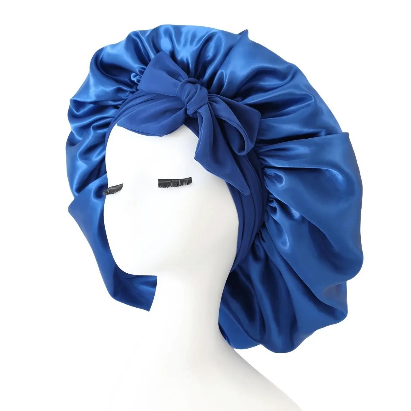 

Women Men New Bow Ribbon Nightcap Satin Bonnet Silk Bonnet Adjustable Bonne for Sleeping Hair Bonnet with Tie Band Bonnets