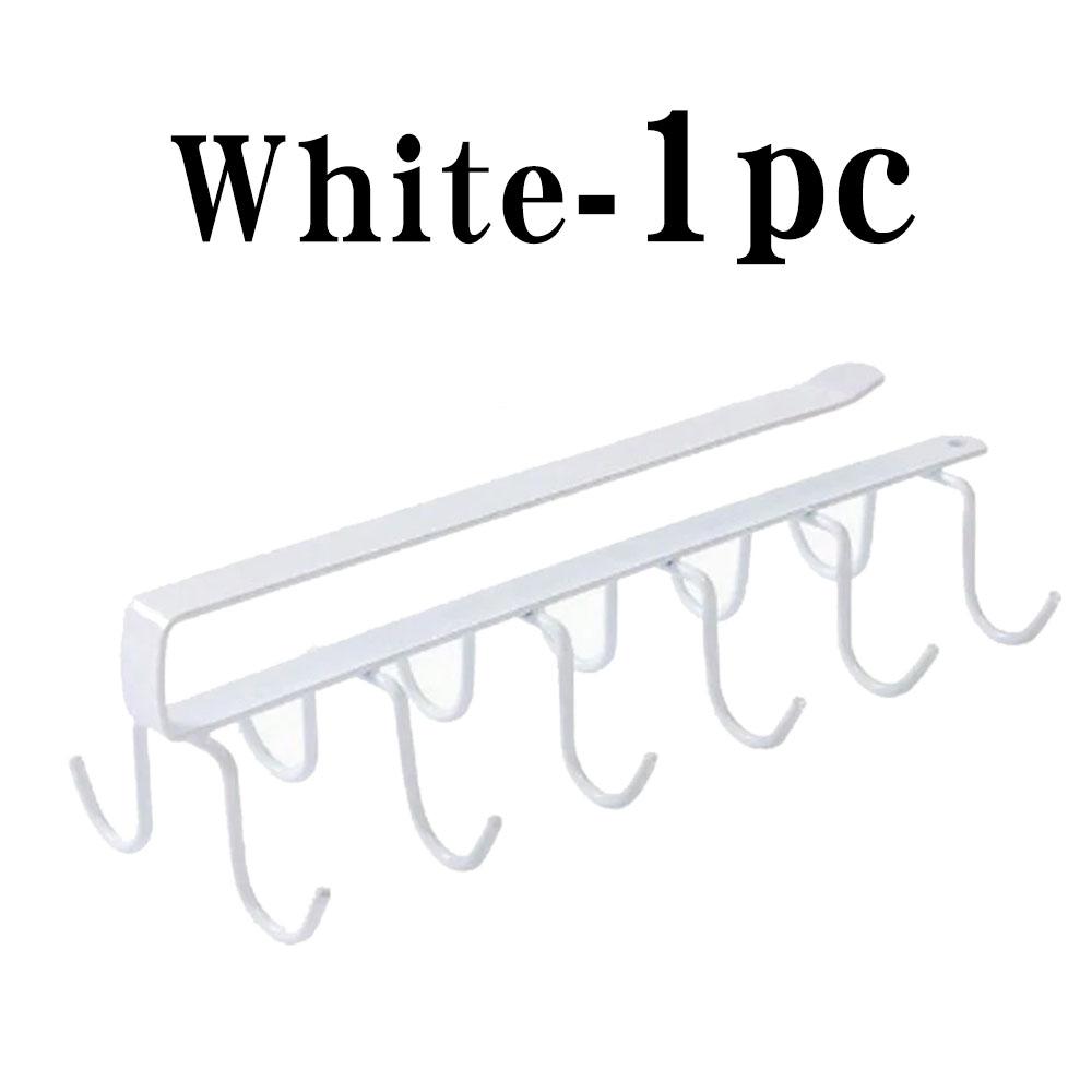 

Metal Double Row Cup Hook Rack - Easy To Install, No Drilling Required, Space Saving Wall Mount For Kitchen And Home Organizatio