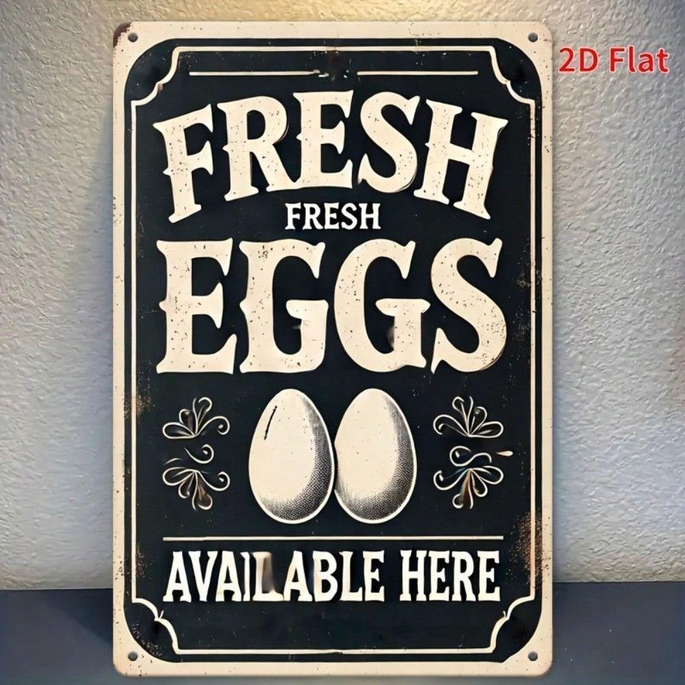 Metal Wall Art Sign Fresh Eggs Available Here Vintage Tin Poster for Cafe Bar Decor