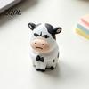 Cute Desk Accessories Straw Hat Cow Car Ornament, Creative Desktop Figurine Mini Ornaments with Hat, Cartoon Dashboard Decor, Interior Decoration