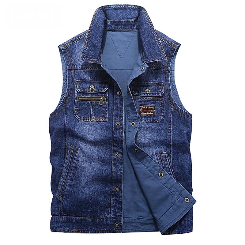 Fashion Men's Ripped Denim Vest Slim 