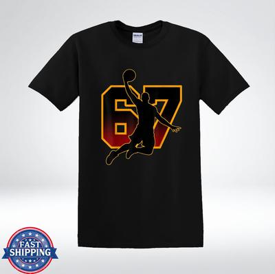 Basketball Number 67 Dunk Silhouette Player Sports Graphic T-Shirt