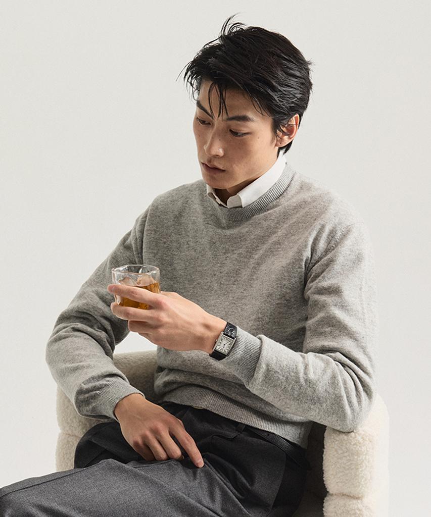 TAILORCHAD Merino Wool Round Neck Knit (Light Gray)