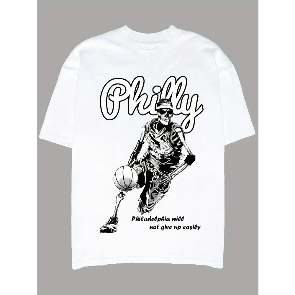 

Футболка свободного покроя с принтом черепа и баскетбольного человека, модная мужская футболка свободного покроя для лета, женская футболка для улицы, футболки с круглым вырезом, топы XXXXXL белый