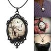 Bat Cemetery Glass Pendant Necklace Punk Choker Necklace Halloween Clavicle Chain Necklace Gothic Jewelry for Women Men