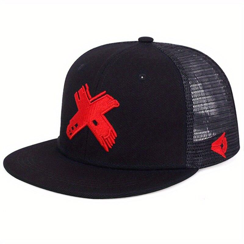 Unisex X-Buchstaben-Stickerei Hip-Hop-Netzhüte Outdoor Verstellbare Lässige Baseballkappen Sonnenhut