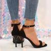 Fashion 2025 Summer Modern Women's Cover Heel Sandals Thin Heels Buckle Strap Round Toe Sandals for Plus Size Daily Party Dress Shoes